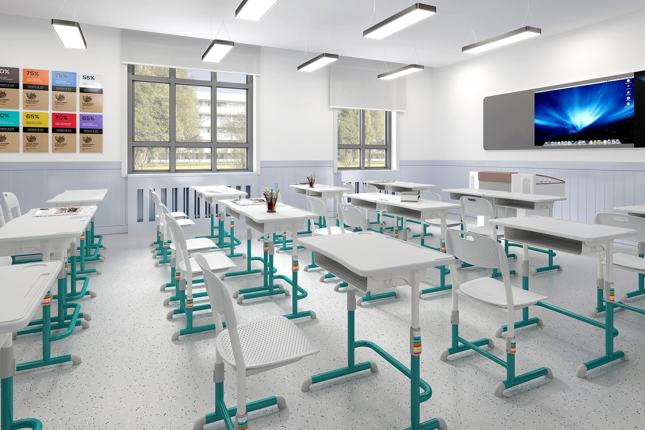 課桌椅空間布置,提高學生學習思考積極性